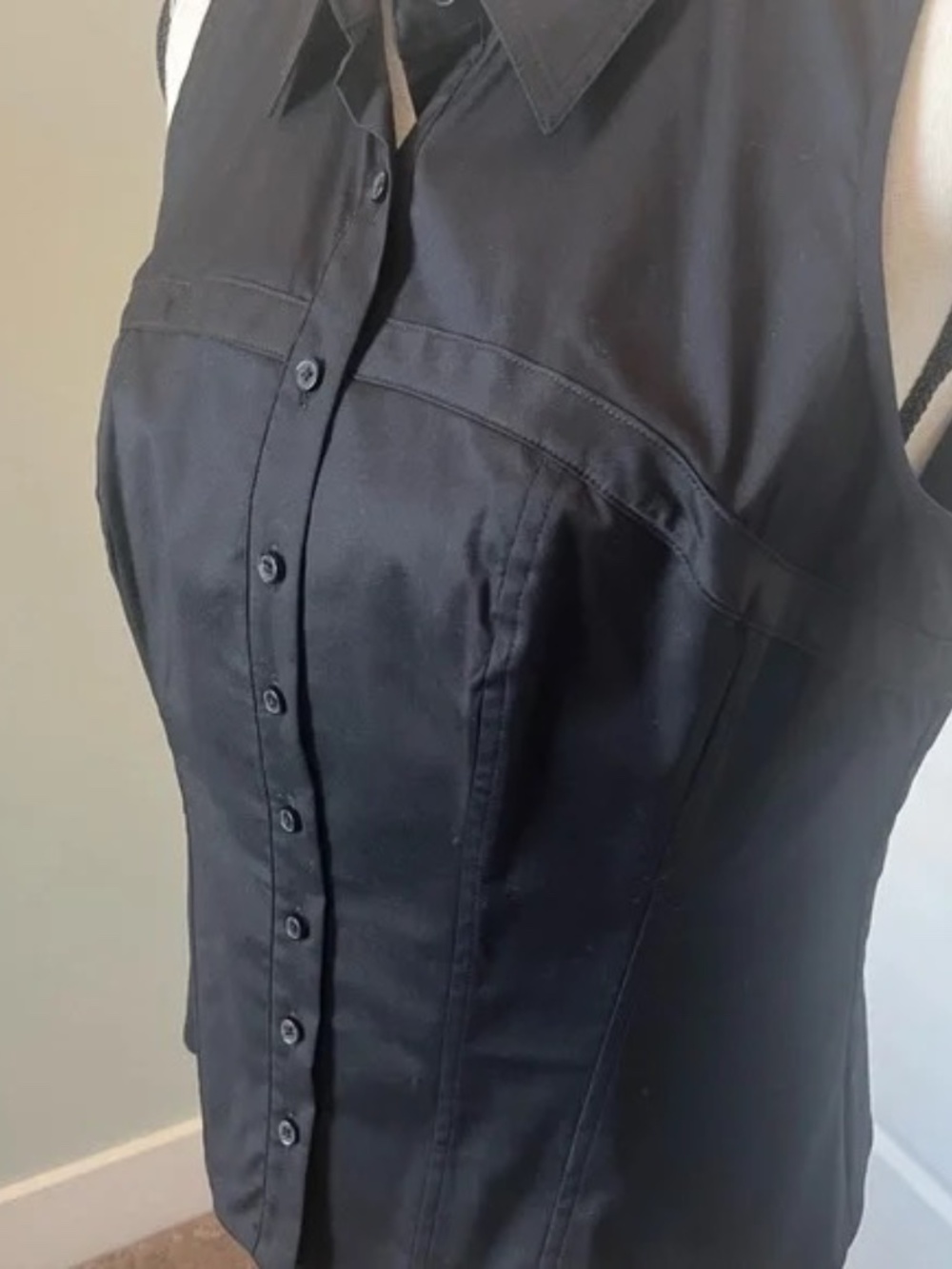 White House Black Market  Sleeveless Corseted Button Down Shirt - Size 6